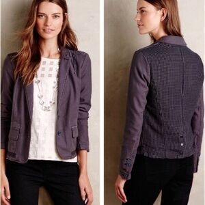 Anthropologie EUC Hei Hei Delaine Blazer Soft exposed Seams Button Cuff 10